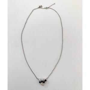 White Gold Necklace Set With Diamonds And Sapphires