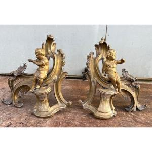 Pair Of 18th Century Bronze Andirons