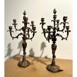 Pair Of Napoleon III Bronze Candlesticks
