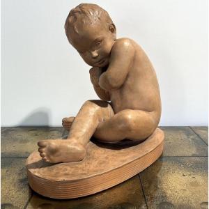 Terracotta Sculpture - Crouching Child