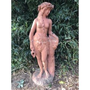 Large Female Statue In Terracotta - Spirit Of The XVIIIᵉ Century