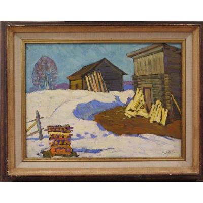 Russian School: Landscape Under The Snow