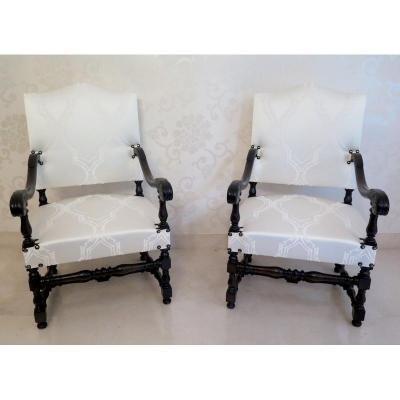 Pair Of Louis XIII Style Armchairs