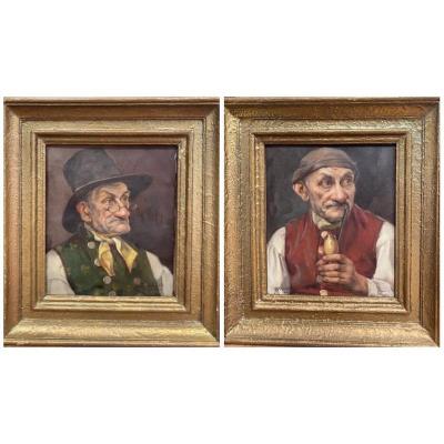 Fritz Schluckmuller (XIX - XXème) - Paire d'huile sur toile 