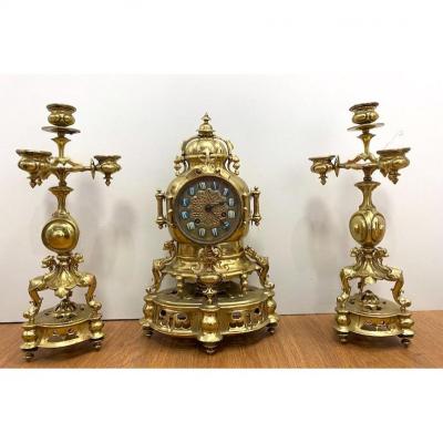 Napoleon III Period Garniture In Gilded Bronze