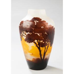 Vase With Lake Landscape - Ets Gallé