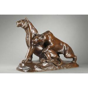 Two Young Lions - Georges Gardet (1863-1939)