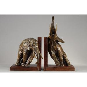 Pair Of Elephant Bookends - Ary Bitter (1883-1973)