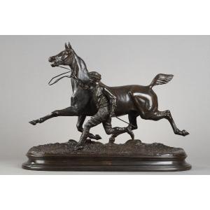 Horse In Training With His Lad - Arthur Count Du Passage (1838-1909)