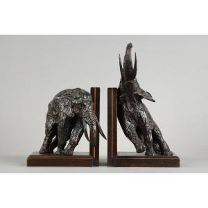 Pair Of Elephant Bookends - Ary Bitter (1883-1973)