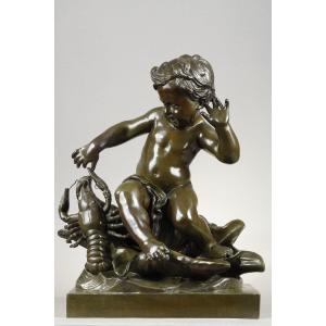 After Lambert-sigisbert Adam (1700-1759) - Child With Crayfish