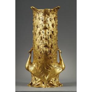 Peacock Vase - Léopold Savine (1861-1934)