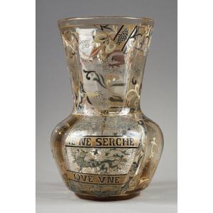 Speaking Glass Vase "je Ne Cherche Qu'une" - Emile Galle (1846-1904)