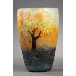Vase With Birches In Autumn - Daum, Clain And Perrier