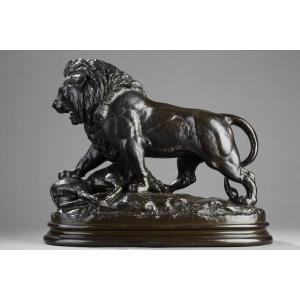 Lion Strucking A Wildboar - Antoine-louis Barye (1796-1875)