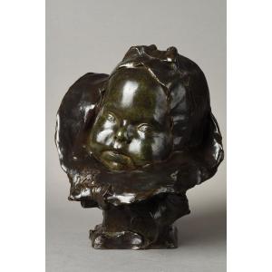  Baby With Bonnet And Bib - Jean Carriès (1855-1894)