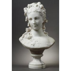 Young Girl With Roses - Albert-ernest Carrier-belleuse (1824-1887)