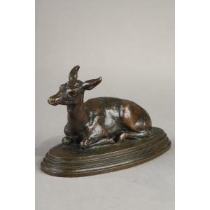 Reclining Doe - Antoine-louis Barye (1796-1875)