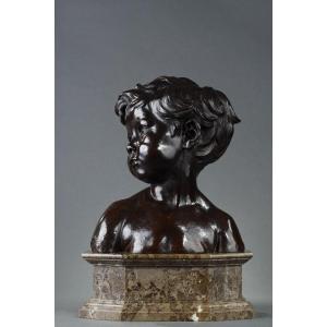 Bust Of Child - Aimé-jules Dalou (1838-1902)