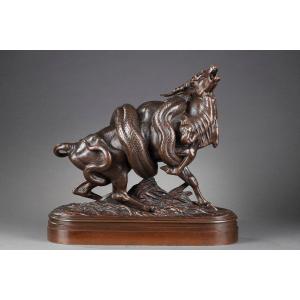 Zebu And Python - Henri-alfred Jacquemart (1824-1896)