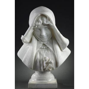 Bust Of A Young Girl - Pietro Barzanti (1842-1881)