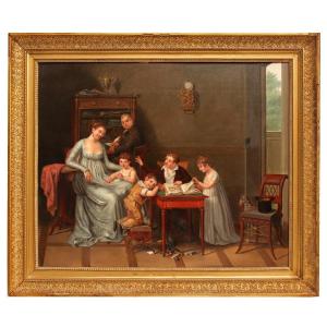 Joseph Combette (1770-1840) Large Empire Family Portrait