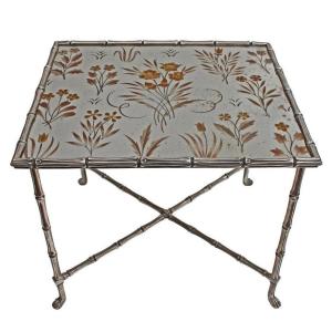 Maison Baguès Art Deco Table In Silver Bronze