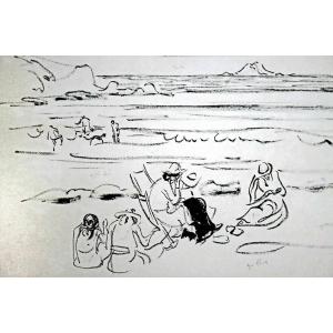 Jules émile Zingg (1882-1942) Drawing Beach At Perros Guirec
