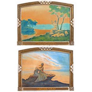 Alphonse Osbert (1857-1939) Pair Of Aquatints 1900