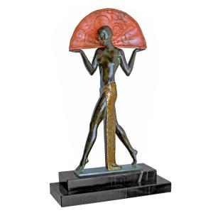Art Deco Lamp Sculpture Signed Guerbe & Le Verrier