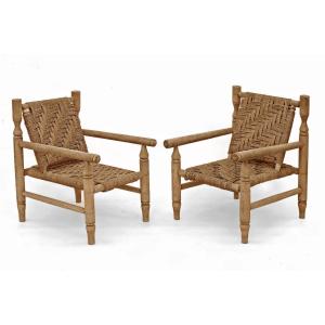 Audoux Minet Pair Of Armchairs 1950-60