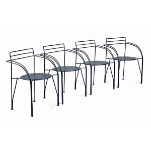 Pascal Mourgue (1943-2015) Four Armchairs In The "silver Moon" Model