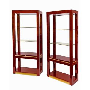 Paco Rabanne Pair Of Illuminated Bookcases 1970
