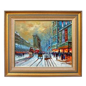 Antoine Blanchard (1910 - 1988) Paris Porte St Martin Under The Snow