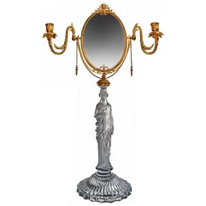 Baccarat Napoleon III Psyche Mirror In Bronze And Crystal