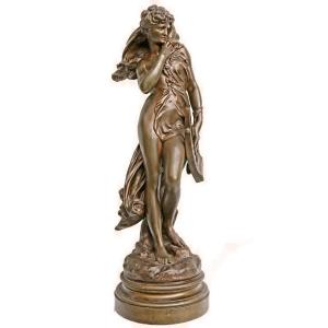 Maximilien Bourgeois (1839-1901) Bronze Woman With Lyre