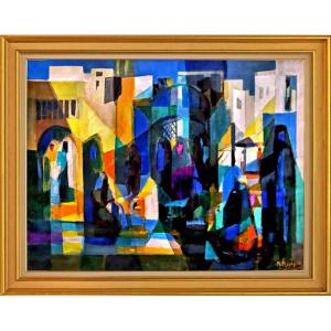 Marcel Mouly (1918-2008) "la Medina" Large Oil On Canvas Dated 1953