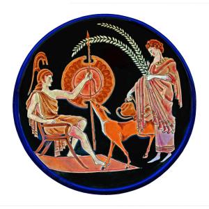 Longwy Large Art Deco Bowl "hermes And Bacchus"