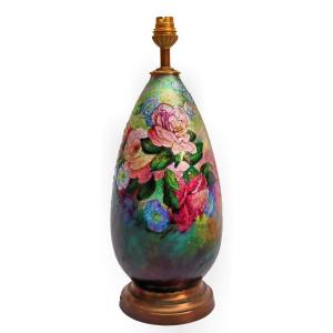 Camille Fauré (1874-1956) Large Art Deco Cloisonné Enamel Lamp