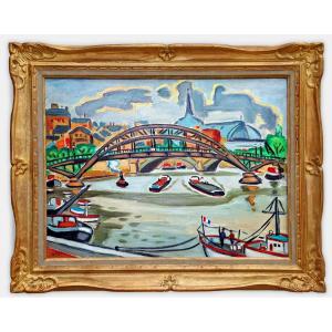 View Of The Seine In Paris Signed And Dated 1966