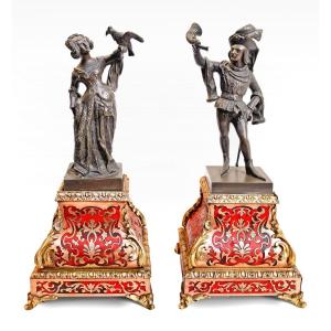 Antonin Moine (1796-1849) Paire De Statues En Bronze époque Charles X