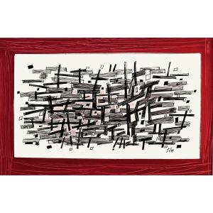 Jean Signovert (1919-1981) Abtraction Ink And Gouache Dated 1959
