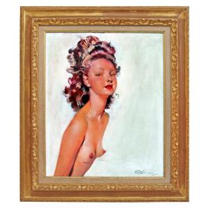 Jean Gabriel Domergue (1889-1962) Oil On Canvas Bust Of A Young Woman