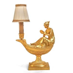 Empire Gilt Bronze Lamp After Boizot (1743-1809)