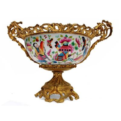 Nineteenth China Porcelain Cup Mounted Bronze