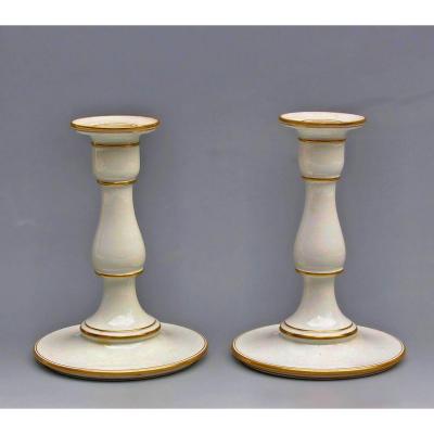 Sèvres 1862 Pair Of Candlesticks Baluster Shape