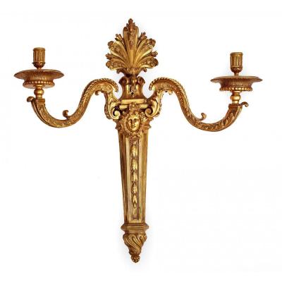 Important Bronze Wall Lamp Late Nineteenth (h: 72 Cm)