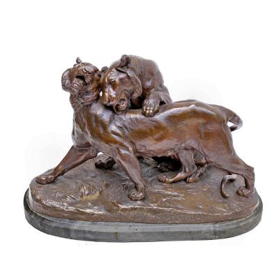 Charles Valton (1851-1918) Important Animal Bronze "prélude A l'Amour" (40 Kg)