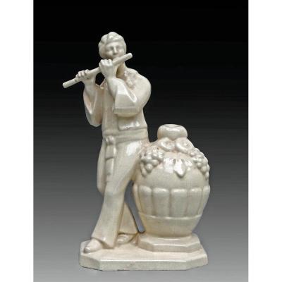 Henri Delcourt Art Deco Subject In Crackle