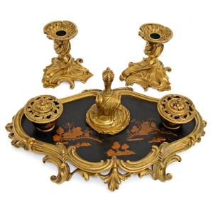 Nineteenth Lacquer And Bronze Office Kit